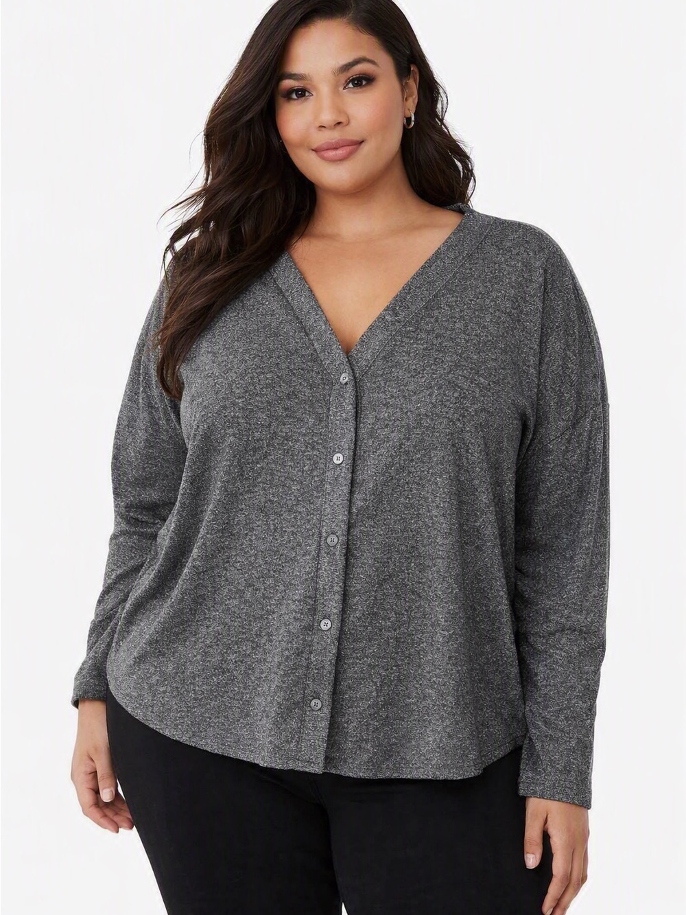 5/$25 George Charcoal Gray V-Neck Button Cardigan